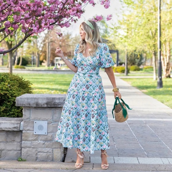 Sunday Up Floral Blue Maxi Dress Size L - Picture 1 of 8